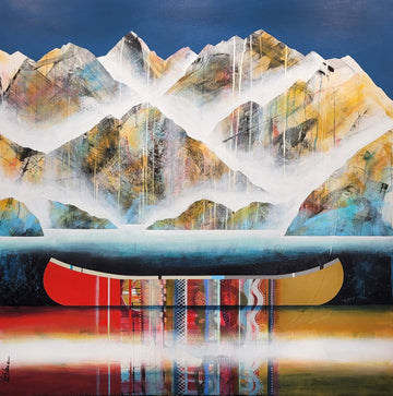 Sylvain Leblanc Oeuvre original - Peinture 42x42 Pris par surprise