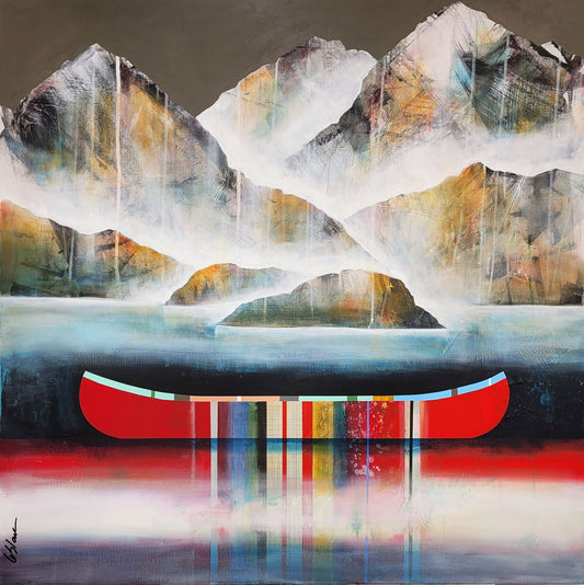 Sylvain Leblanc Oeuvre original - Peinture 36x36 Voyager léger