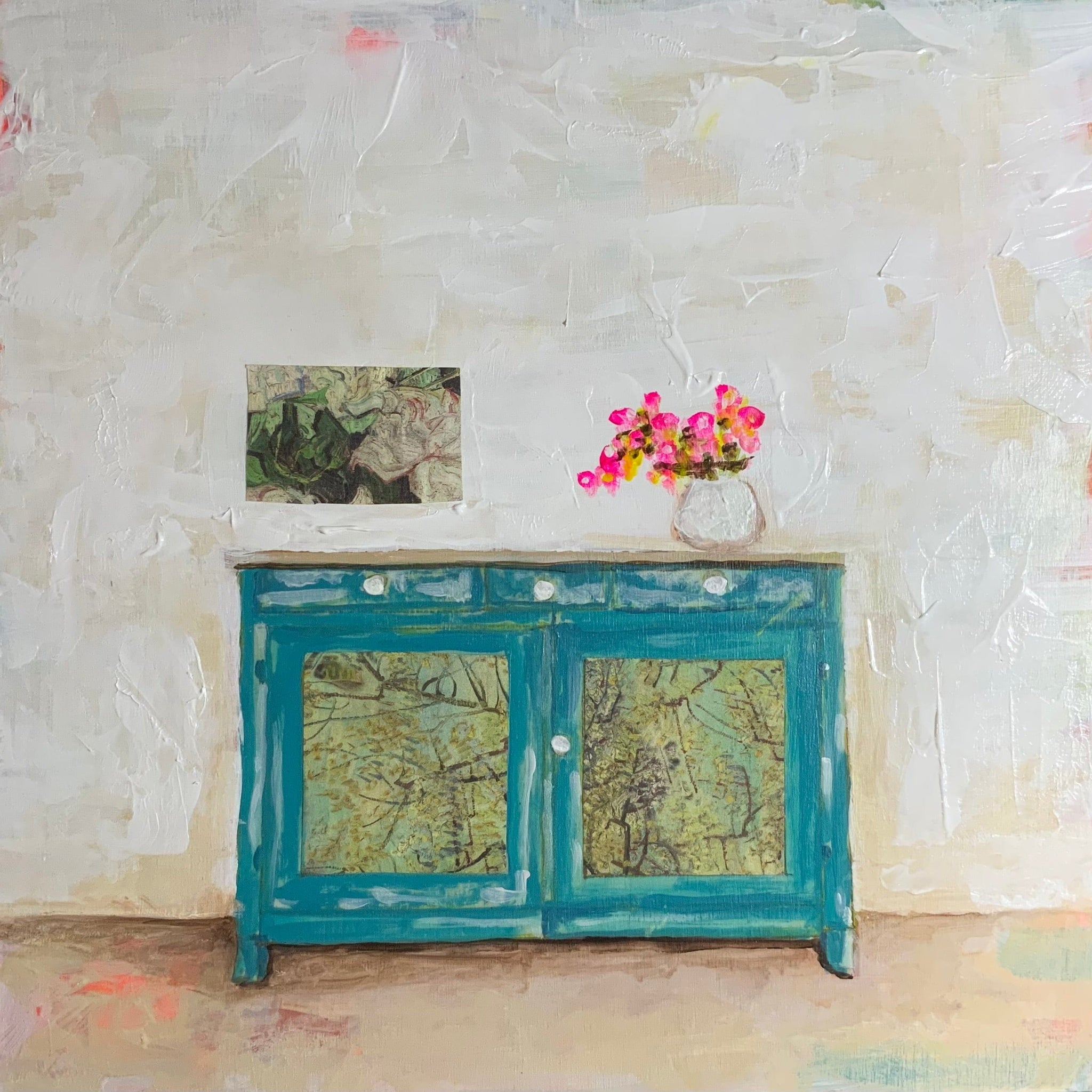 Sylvie Lajoie Oeuvre original - Peinture 12x12 Le bahut de l'artiste