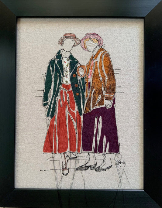 Sylvie Lajoie Oeuvre original - Techniques mixtes 16x12 Les copines d'abord