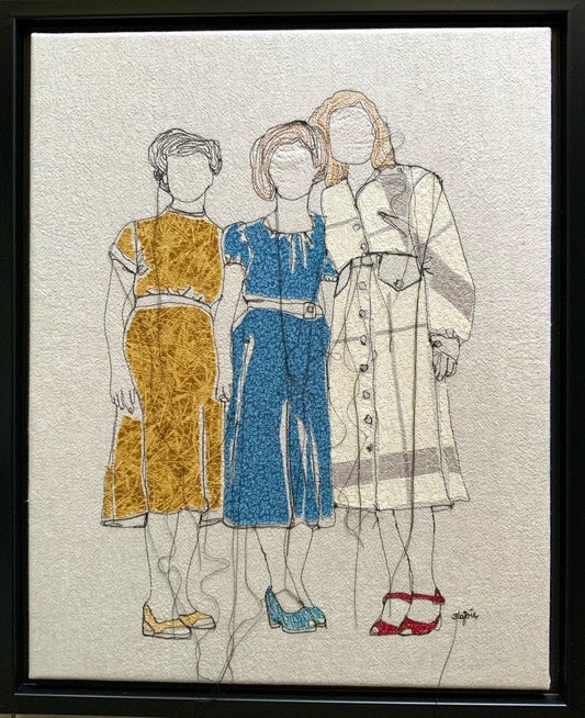 Sylvie Lajoie Oeuvre original - Techniques mixtes 20x16 Les trois élégantes