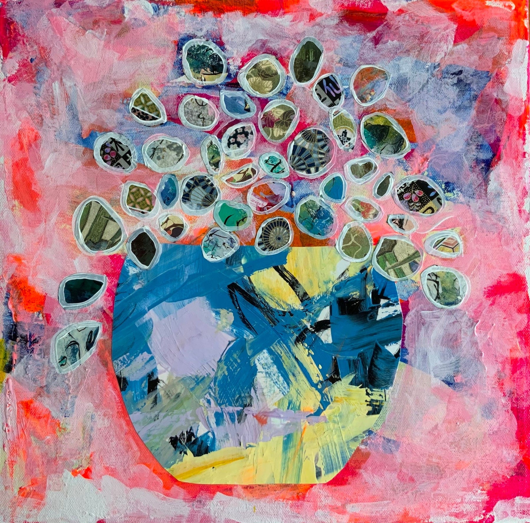 Sylvie Lajoie Oeuvre original - Techniques mixtes 14x14 Petit pot No 14