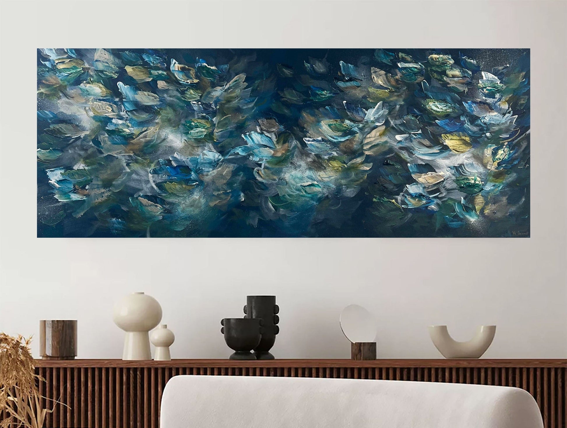 Vé Boisvert Oeuvre original - Peinture 24x60 Les sirènes de Santorini