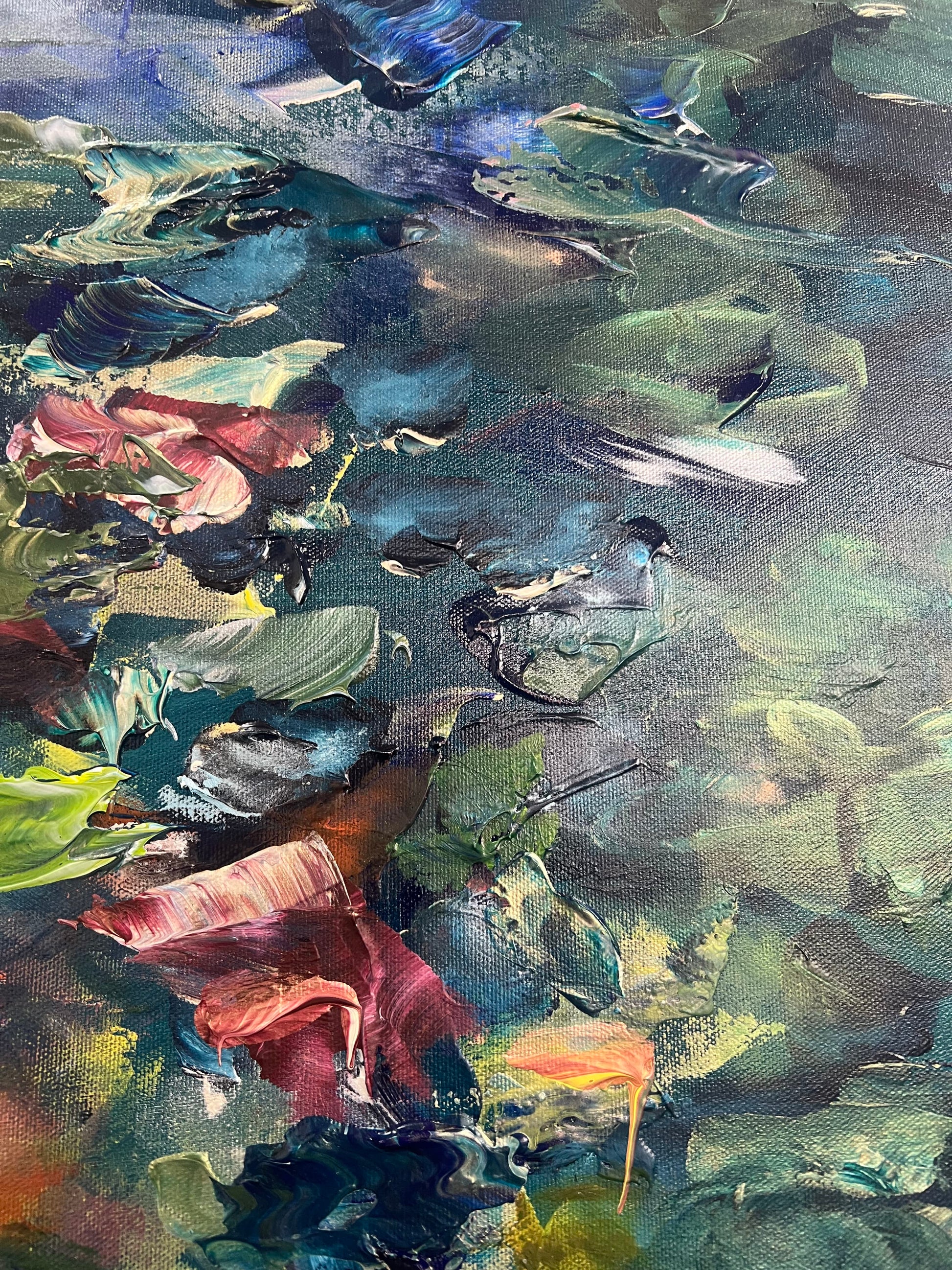 Vé Boisvert Oeuvre original - Peinture 36x60 Poème sur l'eau