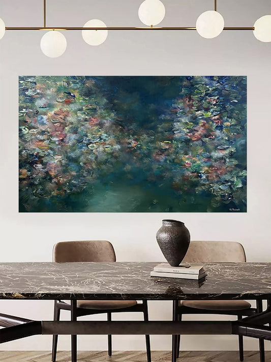 Vé Boisvert Oeuvre original - Peinture 36x60 Poème sur l'eau