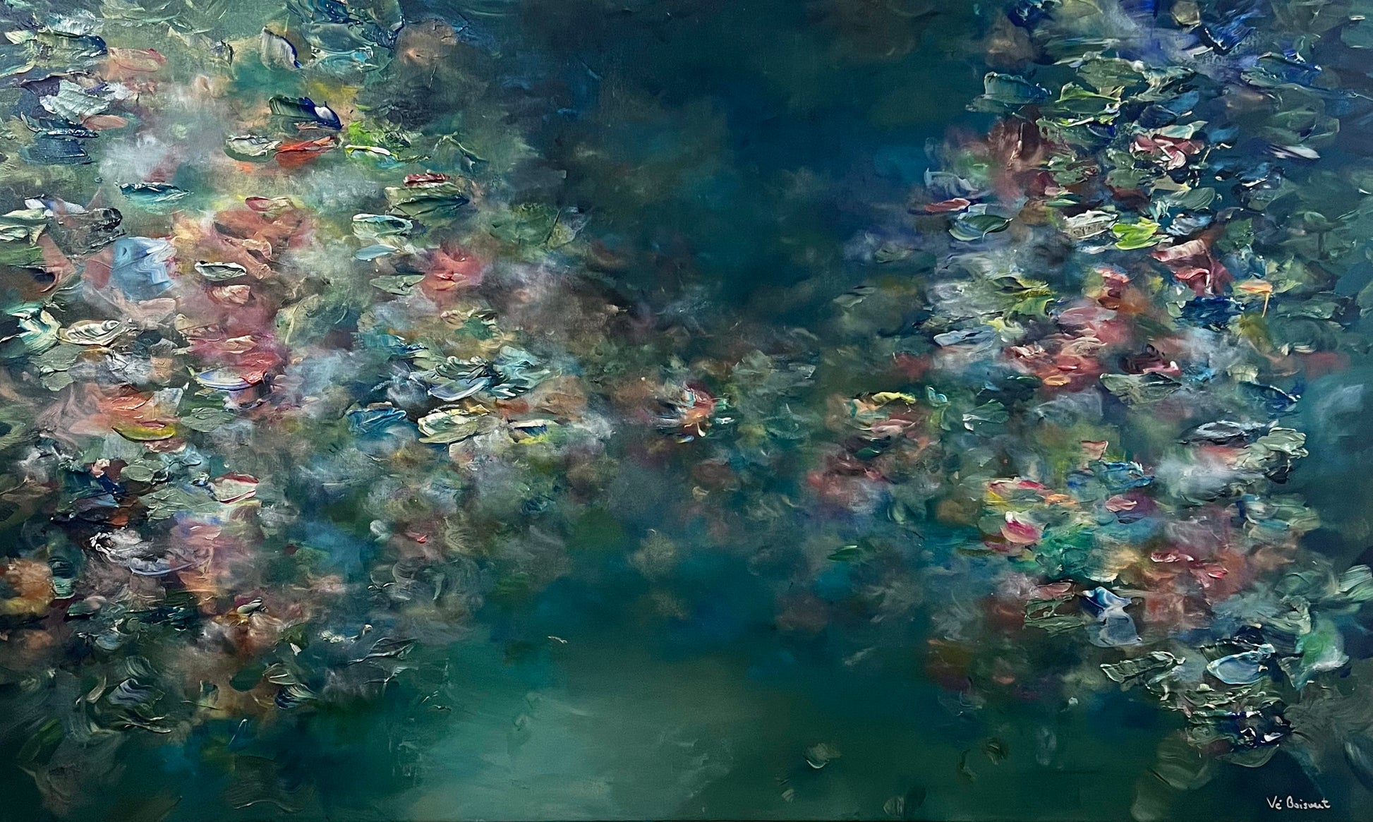 Vé Boisvert Oeuvre original - Peinture 36x60 Poème sur l'eau