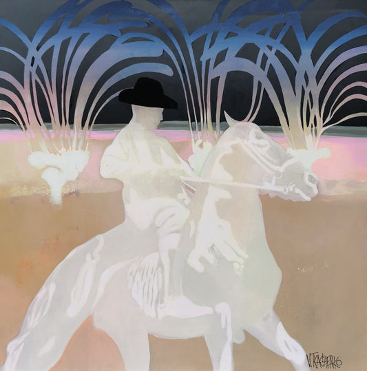 Victor Tkachenko Oeuvre original - Peinture 36x36 Midnight Cowboy