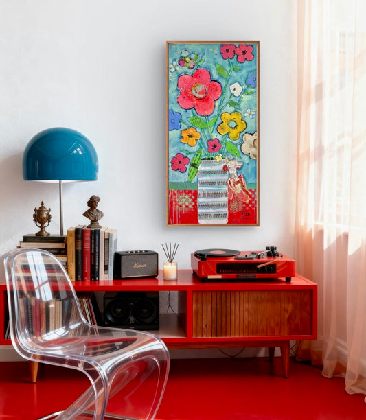 Vigo Oeuvre original - Peinture 36x18 Andy’s Parrot (Tribute to Warhol)