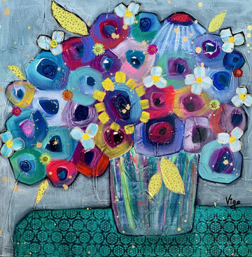 Vigo Oeuvre original - Peinture 24x24 Flower cake