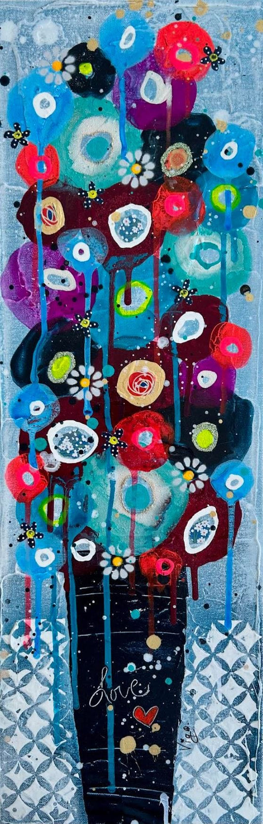 Vigo Oeuvre original - Peinture 24x8 Love Bouquet no 6