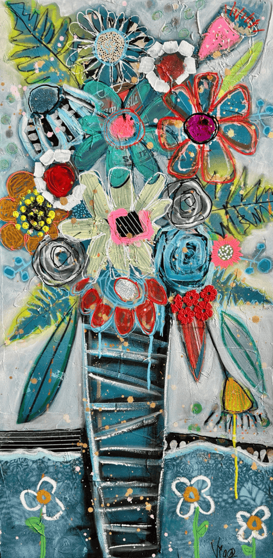 Vigo Oeuvre original - Peinture 36x18 Never Give Up, Never Surrender