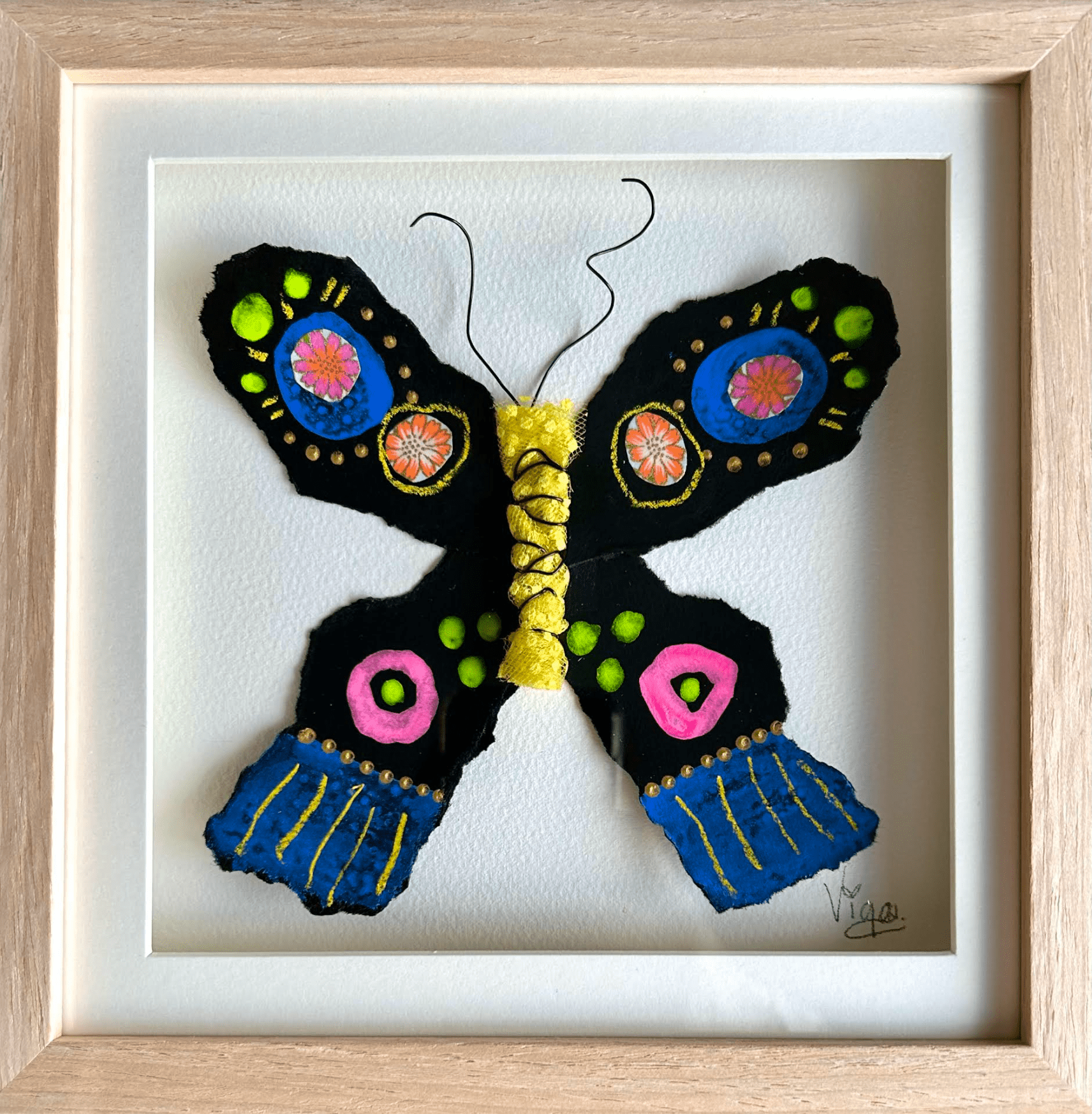 Vigo Oeuvre original - Techniques mixtes 9x9 Fly With Me no 8